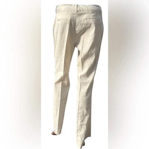 Banana Republic Flax Blend Stretch Martin Fit Womens Dress Pant Cream Size 6P - Picture 3 of 9